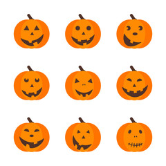 Set of isolated halloween pumpkins