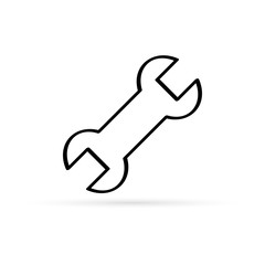 line art, wrench icon, vector illustration