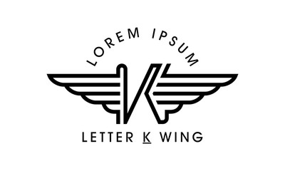 Letter K Wing Emblem Logo