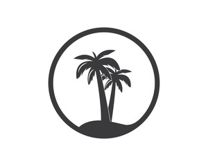 Palm tree icon of summer and travel logo vector illustration