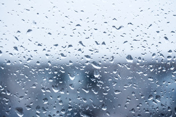 rain outside the window, drops of rain on the windowpane