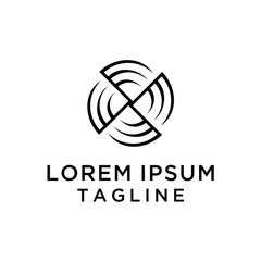 Abstract circle with fan line logo design template