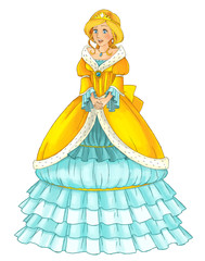 cartoon scene with beautiful princess on white background - illustration for children © honeyflavour