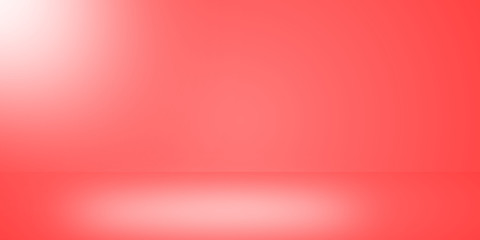 Red empty room studio gradient with spotlight used for background and display your product.