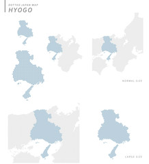 Fototapeta na wymiar dotted Japan map, Hyogo