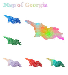 Hand-drawn map of Georgia. Colorful country shape. Sketchy Georgia maps collection. Vector illustration.