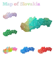 Hand-drawn map of Slovakia. Colorful country shape. Sketchy Slovakia maps collection. Vector illustration.