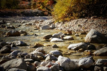 dry river bed in autumn 
