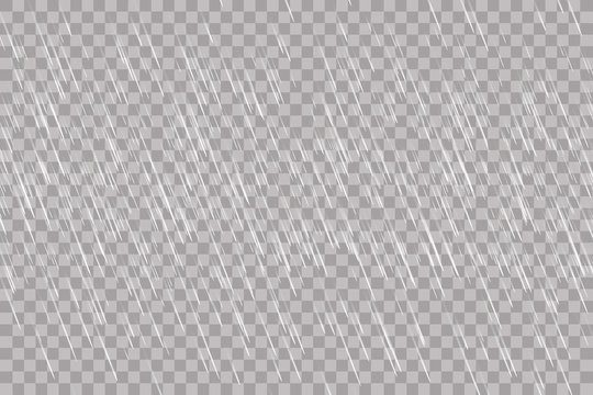 Rain transparent template background. Falling water drops texture. Nature rainfall on checkered background.