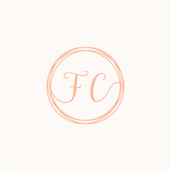 FC Initial Handwriting logo template, Creative fashion logo design, couple wedding concept -vector