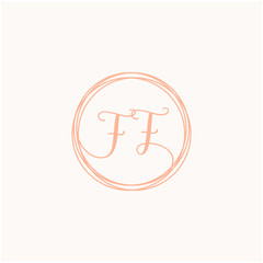 FF Initial Handwriting logo template, Creative fashion logo design, couple wedding concept -vector
