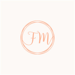 FM Initial Handwriting logo template, Creative fashion logo design, couple wedding concept -vector