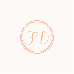 FL Initial Handwriting logo template, Creative fashion logo design, couple wedding concept -vector