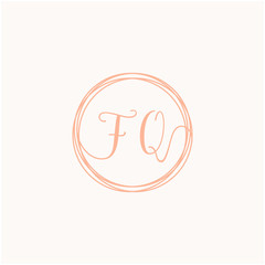 FQ Initial Handwriting logo template, Creative fashion logo design, couple wedding concept -vector