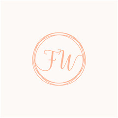 FW Initial Handwriting logo template, Creative fashion logo design, couple wedding concept -vector