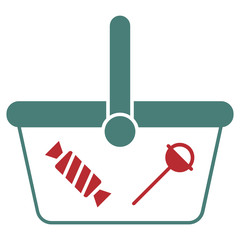  Basket of Christmas Lovely Candy Gift Concept Vector Icon Design