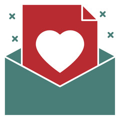Valentine Love Letter Hearth with Envelope Vector Icon design