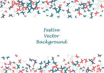 Festive colorful butterfly confetti background. Frame vector pattern texture for holiday, postcard, poster, website, carnival, banner, birthday and children's parties. Butterfly summer cover mock-up. 