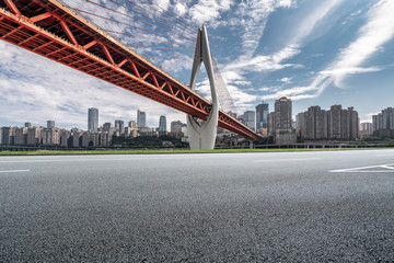 Skyline of urban roads and architectural landscapes..
