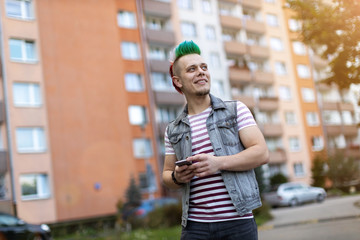 Young punk man in a public housing estates