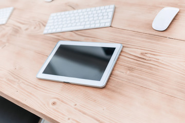 close up. digital tablet on the office Desk.