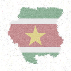 Map of Suriname. Mosaic style map with flag of Suriname. Vector illustration.