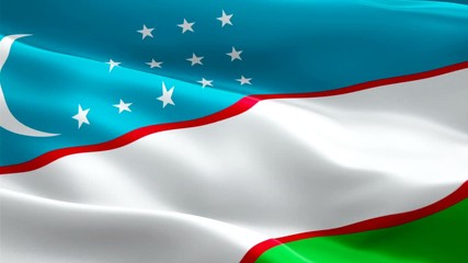 Uzbekistan waving flag. National 3d Uzbek flag waving. Sign of Uzbekistan seamless loop animation. Uzbek flag HD resolution Background. Uzbekistan flag Closeup 1080p Full HD video for presentation