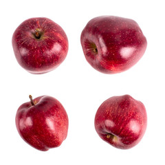 Four red ripe apples, perfect isolate on a white background, harvesting design.