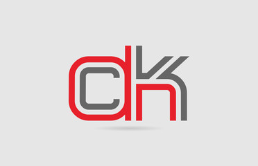 red grey alphabet letter logo combination CK C K for icon design