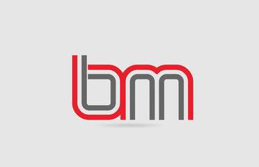 red grey alphabet letter logo combination BM B M for icon design
