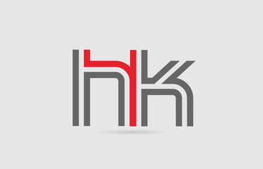 red grey alphabet letter logo combination HK H K for icon design