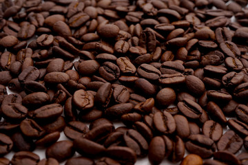 Coffee beans. Distributed isolated on white background