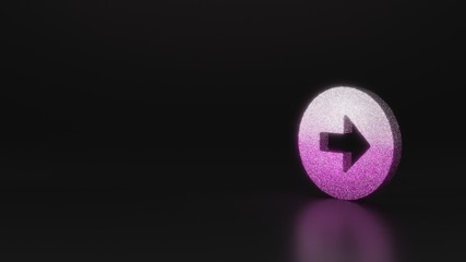 science glitter symbol of right arrow in circle icon 3D rendering