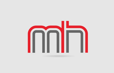 red grey alphabet letter logo combination MH M H for icon design