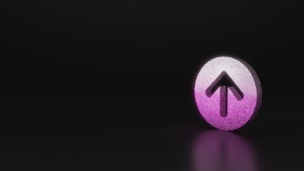 science glitter symbol of up arrow in circle icon 3D rendering