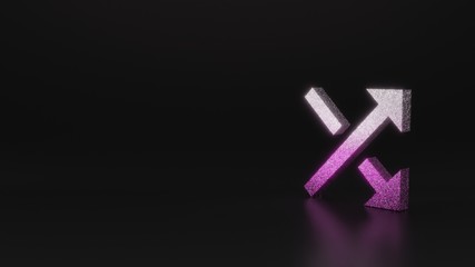 science glitter symbol of diagonal arrows  icon 3D rendering