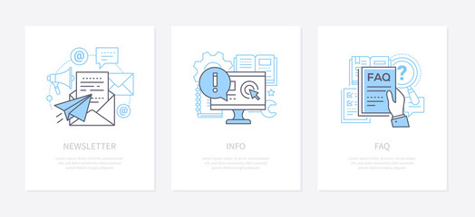 Customer service - line design style icons set - obrazy, fototapety, plakaty