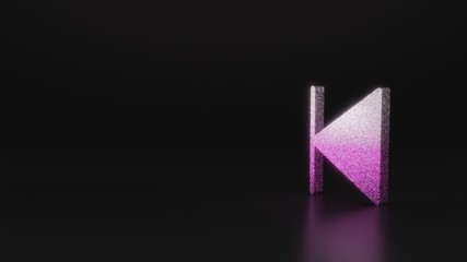 science glitter symbol of stop back left icon 3D rendering