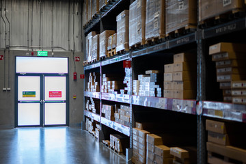 ikea bang yai - Thailand - .September 10,2019 : Fire Exit door in the warehouse, Emergency exit...