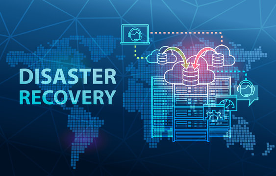 Disaster Recovery Cloud Server Data Loss Prevention Concept Background