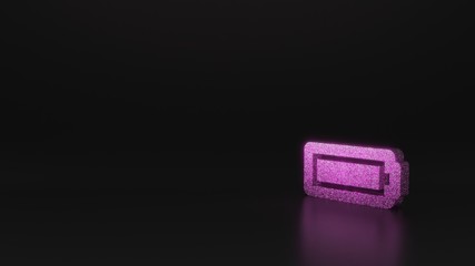 science glitter horizontal symbol of battery full icon 3D rendering