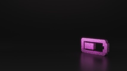 Obraz na płótnie Canvas science glitter horizontal symbol of battery half icon 3D rendering