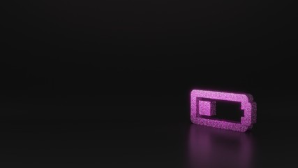science glitter horizontal symbol of battery quarter icon 3D rendering