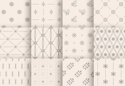 Minimalist Winter Holiday Patterns Set