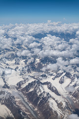 Top view of the highest Snow mountain and Cloud.