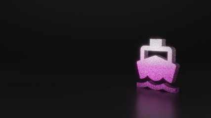 science glitter symbol of boat icon 3D rendering