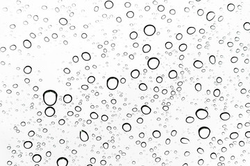 Rain drops on window glasses surface Natural Pattern of raindrops. Natural pattern of raindrops on white background for your design.