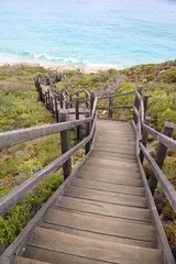 Fototapeta na wymiar Stairs to Cable Beach at Torndirrup National Park, Albany Australia,