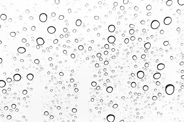 Rain drops on window glasses surface Natural Pattern of raindrops. Natural pattern of raindrops on white background for your design.