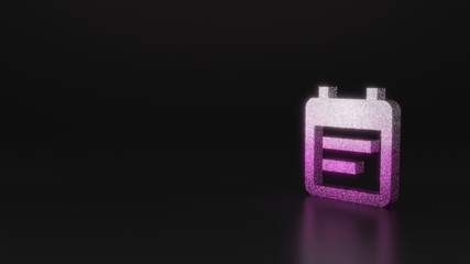 science glitter symbol of calendar icon 3D rendering